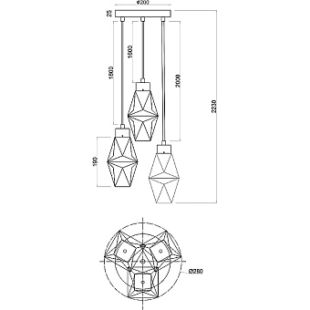 Светильник подвесной Maytoni Coctail time MOD325PL-03G 84Вт G9