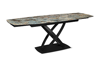 Кухонный стол раскладной AERO 88х140х76см закаленное стекло/керамика/сталь Malahit