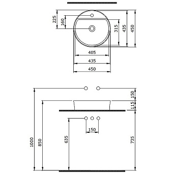 Раковина накладная BERGES Ego SL 182015 45х45см