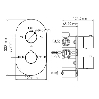 Смеситель для ванны WASSERKRAFT Berkel 4800 4844 Thermo хром