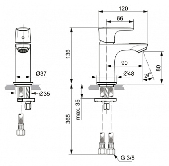 Смеситель для раковины IDEAL STANDARD CONNECT AIR A7018AA хром