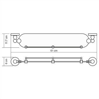 Полка в ванную овальная WASSERKRAFT Diemel K-2200 K-2244 1-ярусная 11,7х61см хром