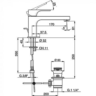 Смеситель для раковины Cisal Cubic CU00151121 хром