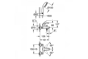 Смеситель для ванны GROHE Eurosmart New 3330220A хром