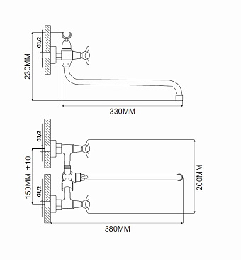 Смеситель для ванны Maxonor MN2212 хром