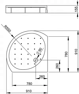 Душевой поддон RADAWAY Rodos 4D99155-03 90х90см