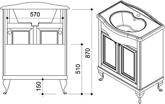Тумба под раковину напольная CAPRIGO PORTO 33711-В169 47х93х71см