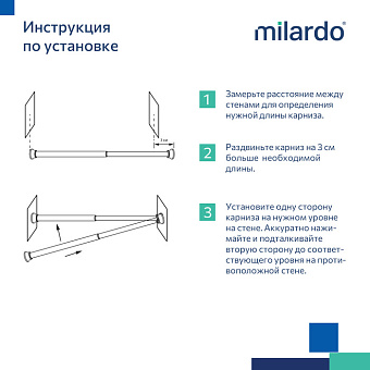 Карниз для ванной MILARDO Easy 010A200M14 200см