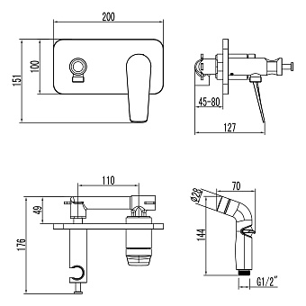 Смеситель для биде LEMARK Bronx LM3720GM графит