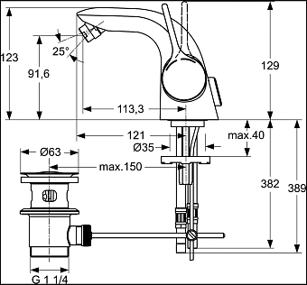 Смеситель для биде IDEAL STANDARD MELANGE A4268AA хром