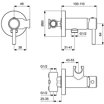 Смеситель для душа IDEAL STANDARD NO SUITE DEFINED A5809AA chrome