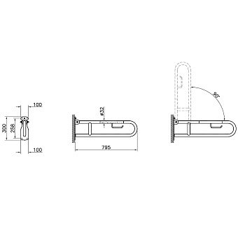 Поручень для ванной VITRA Arkitekta A44468 79,5см хром