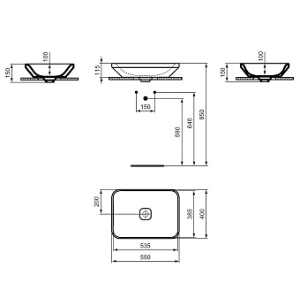 Раковина накладная IDEAL STANDARD Тоник II K083401 55х40см