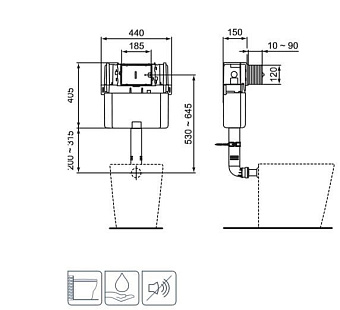 Бачок скрытый IDEAL STANDARD PROSYS R014167 3/6л