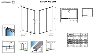 Душевая дверь RADAWAY Espera Pro KDJ 200х120см стекло прозрачное