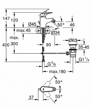Смеситель для биде GROHE BauFlow 23754000 хром