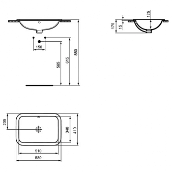 Раковина встраиваемая сверху IDEAL STANDARD CONNECT E505901 58х41см