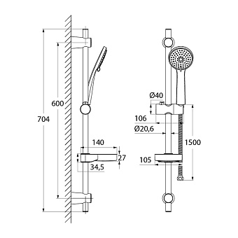 Душевой гарнитур IDDIS Cuba CUB3F00i16 хром