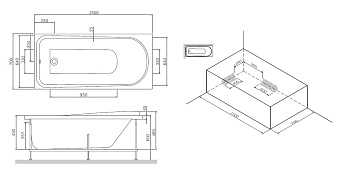 Каркас под ванную AM-PM Like W80A-150-070W-R 150см