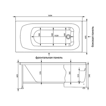 Экран для ванны AQUANET Roma 182795 170см