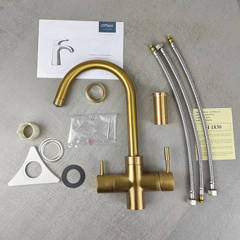 Смеситель для кухни Paini Cox 78PJ6433VL2KM с краном для питьевой воды золото