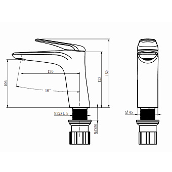 Смеситель для раковины Comforty FC074A-CGT графит
