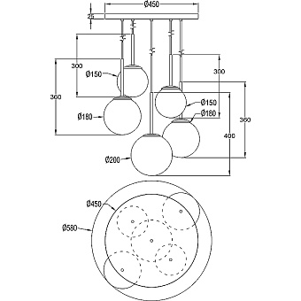 Светильник подвесной Maytoni Basic form MOD321PL-05W 200Вт E14
