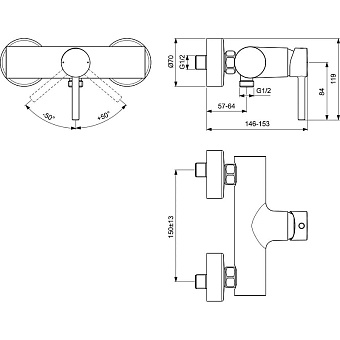 Смеситель для душа IDEAL STANDARD CERALINE BC200XG чёрный матовый