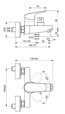 Смеситель для ванны IDEAL STANDARD CERAFLEX B1740AA хром