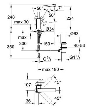 Смеситель для раковины GROHE Eurocube 23135000 хром