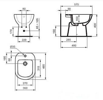 Биде напольное IDEAL STANDARD TEMPO T510201