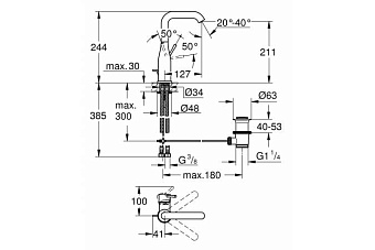 Смеситель для раковины GROHE Essence New 32628A01 чёрный