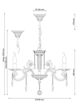 Люстра подвесная Lucia Tucci NAPOLI 148.5 white antique 300Вт 5 лампочек E14