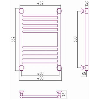 Полотенцесушитель СУНЕРЖА Богема+ прямая 00-0220-6040 хром