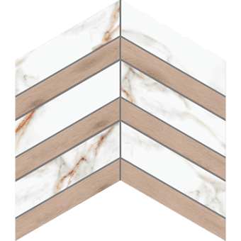 Керамическая мозаика ESTIMA Supreme Mosaic/SM03_NS/SI01_NS/37,5x29x10/Chevron Ferrum 29х37,5см 0,09кв.м.