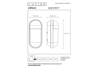 Бра Lucide CAPSULE 29897/01/31 40Вт E27