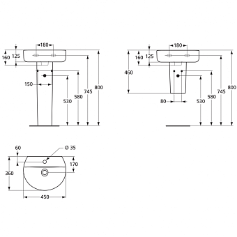 Раковина подвесная IDEAL STANDARD CONNECT E805701 45х36см