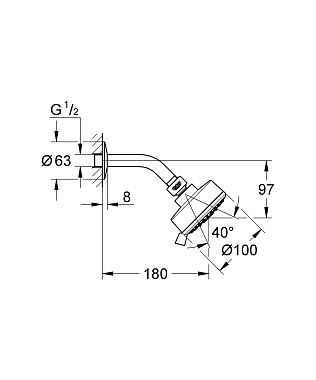 Верхний душ GROHE Tempesta Cosmopolitan 100 26090001 хром
