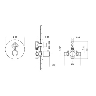 Смеситель для душа Bongio T Cross 30544CR00 хром