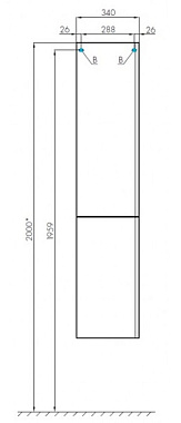 Пенал подвесной Акватон Беверли 1A235403BV01L 24х34х160см белый