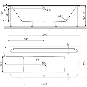 Каркас под ванную AM-PM Inspire 2.0 W52A-180-080W-R 175см