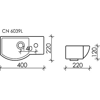 Раковина подвесная Ceramica Nova ELEMENT CN6039L 40х22см