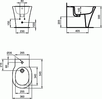Биде напольное IDEAL STANDARD CONNECT AIR E018001