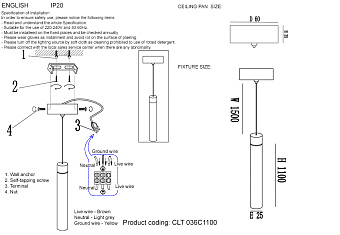 Светильник подвесной CRYSTAL LUX CLT 036 CLT 036C1100 BL 3Вт LED
