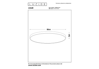 Светильник потолочный Lucide UNAR 79185/80/02 80Вт LED
