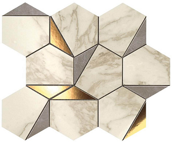 Керамическая мозаика Atlas Concord Италия Marvel Edge 9EHG Gold Hex Gris-Calacatta 29х25,1см 0,437кв.м.