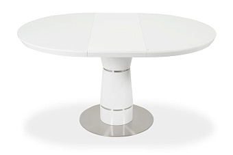 Кухонный стол раскладной AERO 120х120х76см закаленное стекло/сталь White Glass