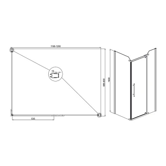 Угловое ограждение SOLE Quadro УТ000004853 190х120см стекло прозрачное