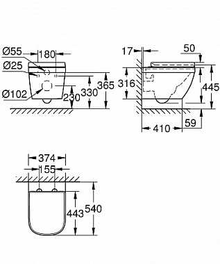 Унитаз подвесной GROHE Euro Ceramic 39554000 с микролифтом