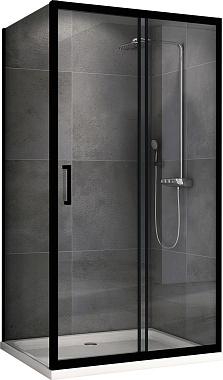 Угловое ограждение Abber Schwarzer Diamant AG30170B-S80B 195х80см стекло прозрачное
